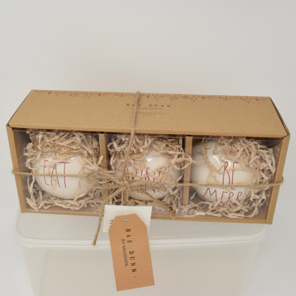 Rae Dunn Ornament Eat Drink Be Merry Christmas Tre New Gift Set Holidays Festive - Picture 8 of 8